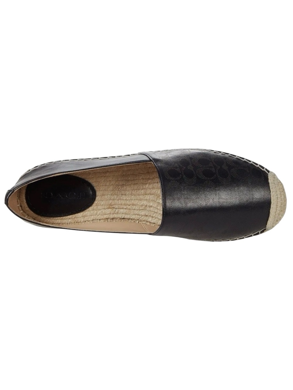 Coach Carley Espadrille Leather Black Women Size 9.5 Designer Slip On Flats Shoe - Picture 2 of 4